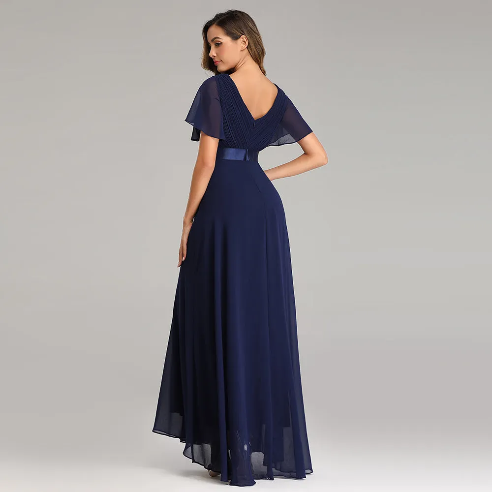 Evening Dresses V-Neck Ruffles Chiffon Formal Dress for Wedding Party