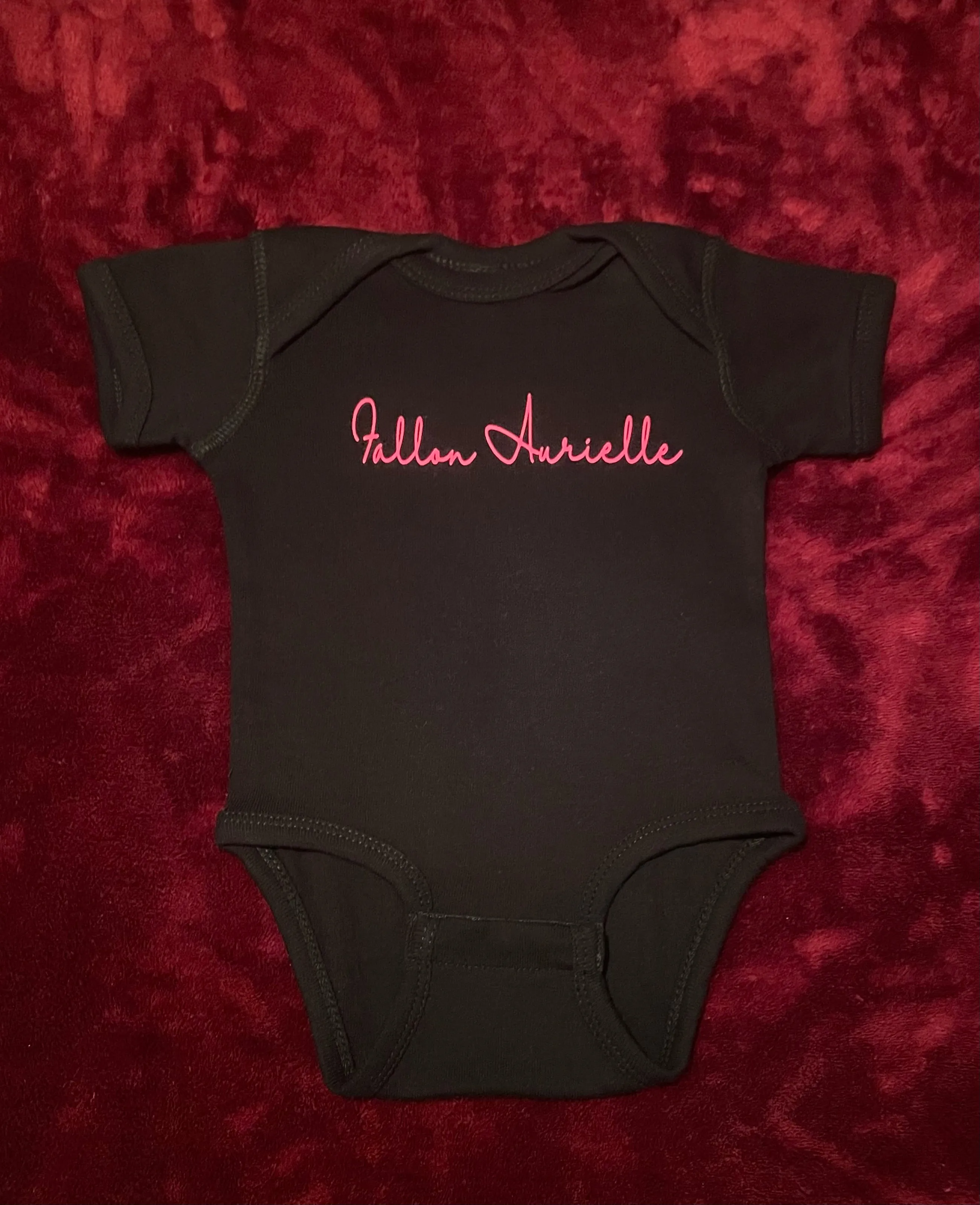 Fallon Aurielle Baby Unisex Signature Onesie (Black & Neon Pink)