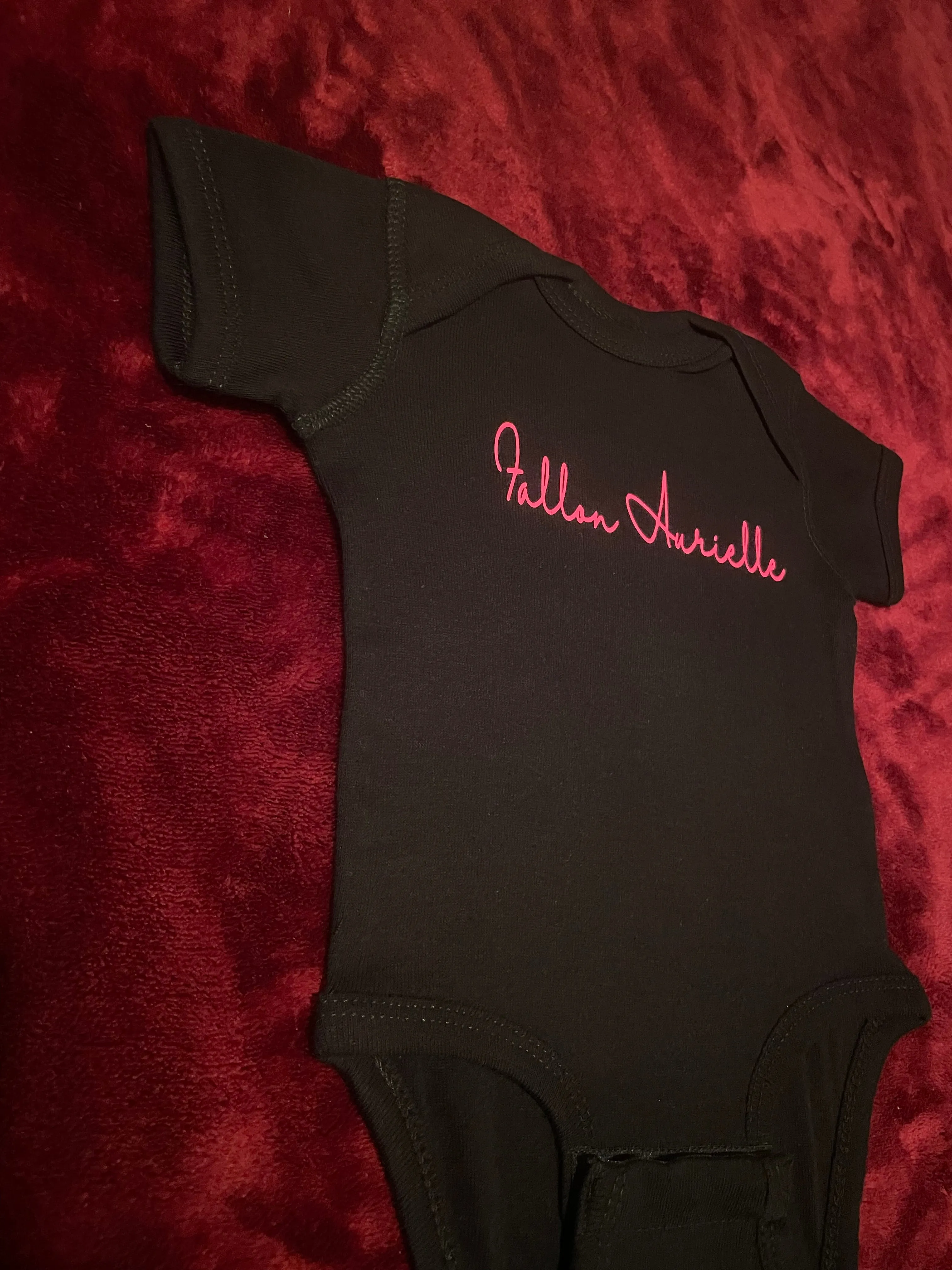 Fallon Aurielle Baby Unisex Signature Onesie (Black & Neon Pink)