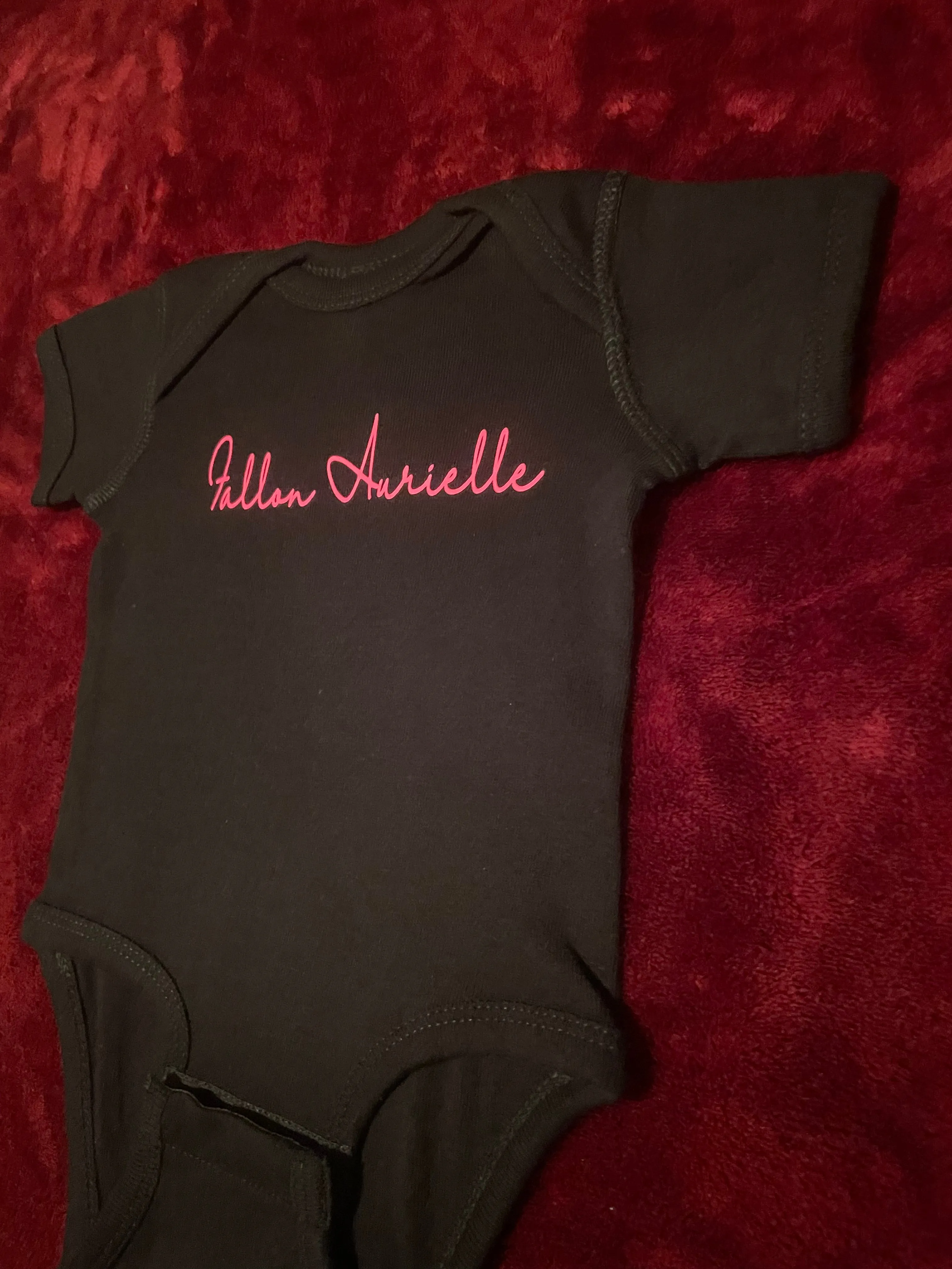 Fallon Aurielle Baby Unisex Signature Onesie (Black & Neon Pink)