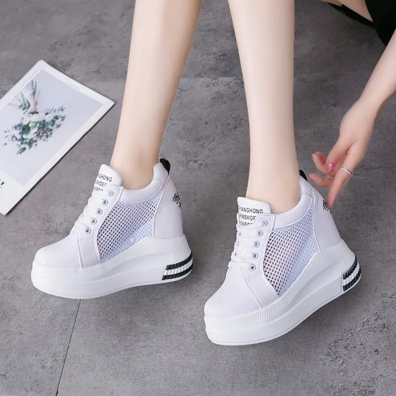 Fashion Breathable High Heels Women Wedge Sneakers