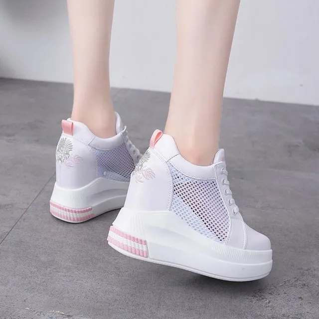 Fashion Breathable High Heels Women Wedge Sneakers