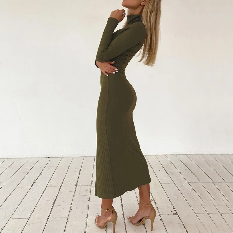 Fashion High Neck Long Sleeves Two Pieces Suits
