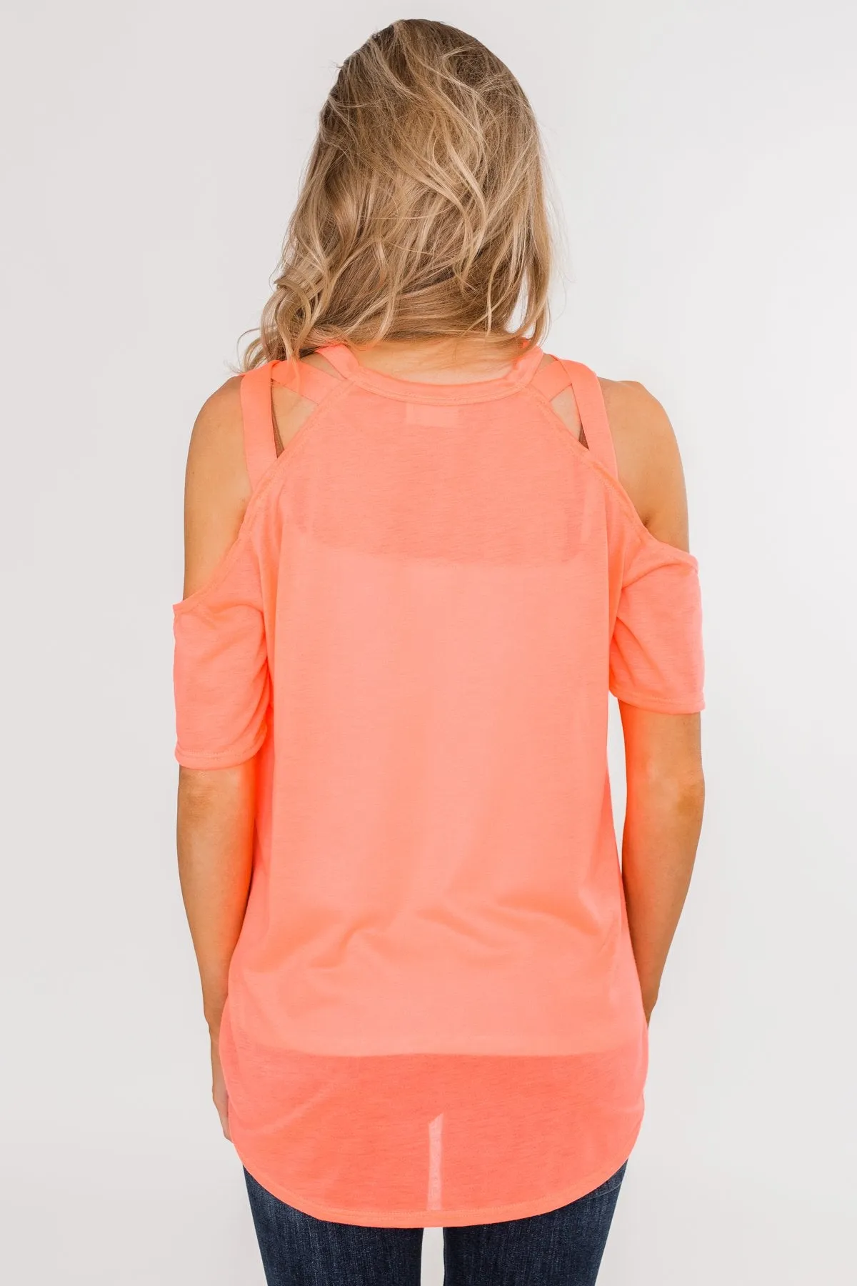 Feeling Alive Cold Shoulder Top- Neon Orange