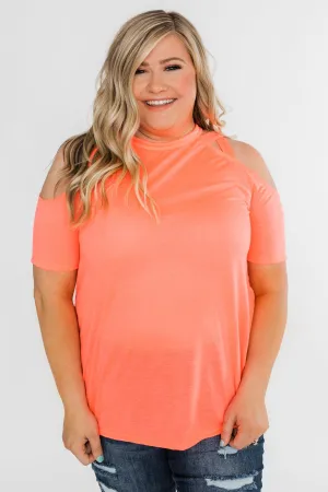 Feeling Alive Cold Shoulder Top- Neon Orange