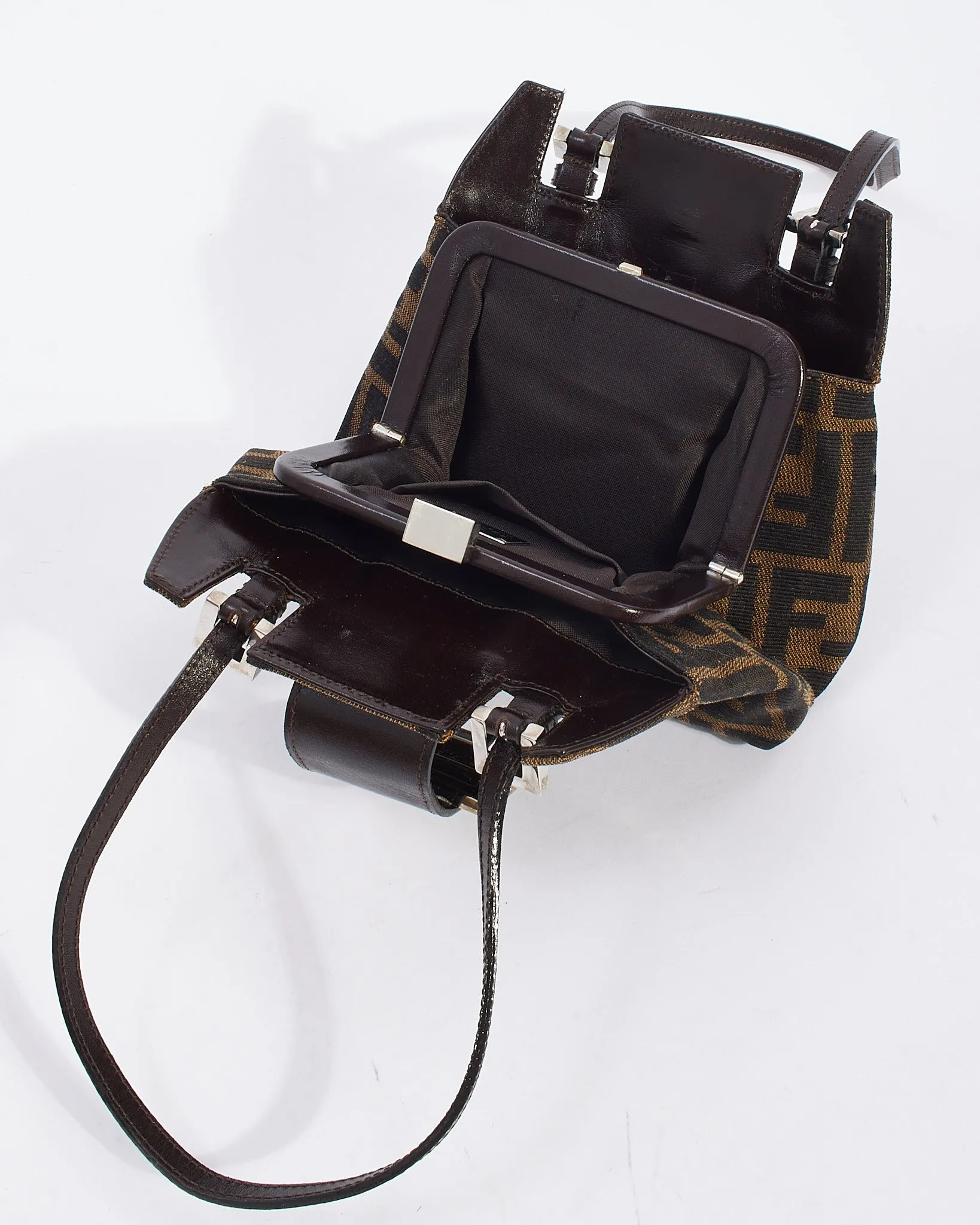 Fendi Zucca Tobacco Canvas Coin Purse Mini Tote