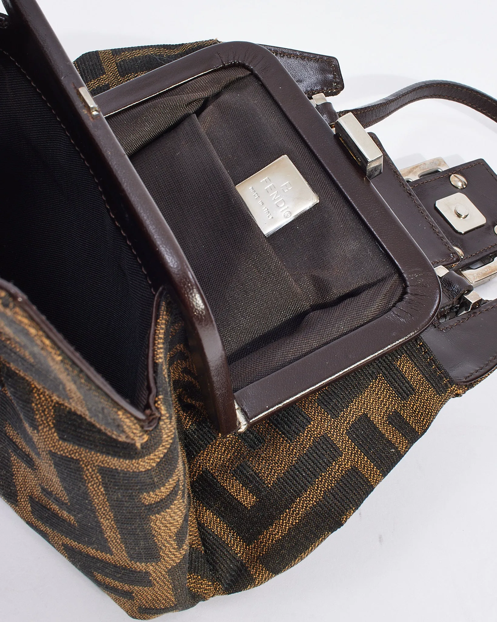 Fendi Zucca Tobacco Canvas Coin Purse Mini Tote