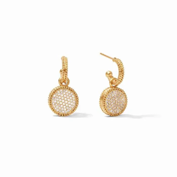 Fleur-de-Lis Hoop and Charm Earring-Cubic Zirconia