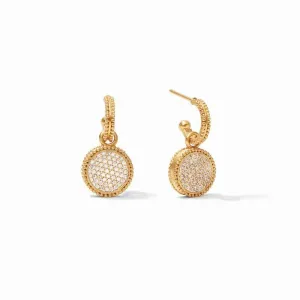 Fleur-de-Lis Hoop and Charm Earring-Cubic Zirconia