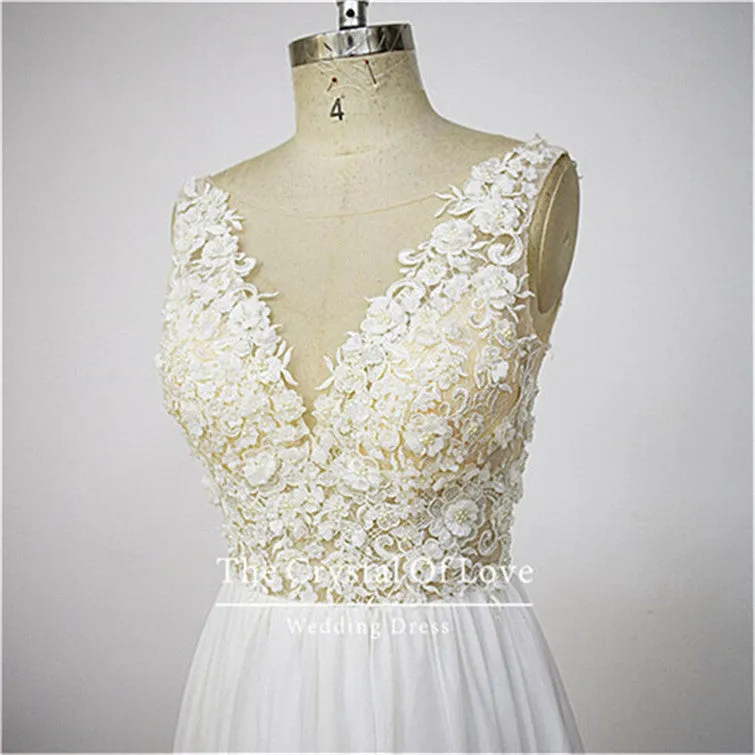 floor length chiffon wedding dresses