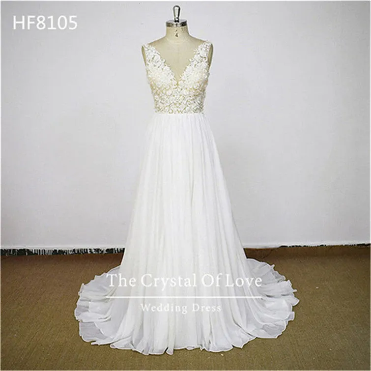 floor length chiffon wedding dresses