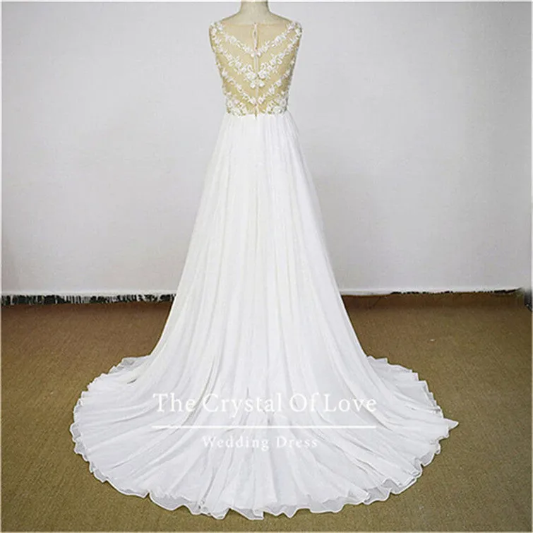 floor length chiffon wedding dresses