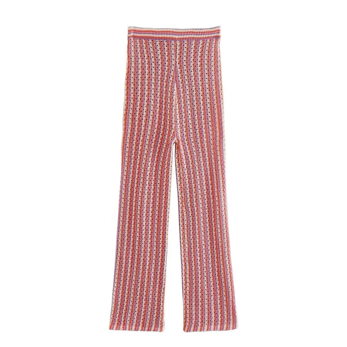 FLORAL HOLLOW KNITTED PANTS SET