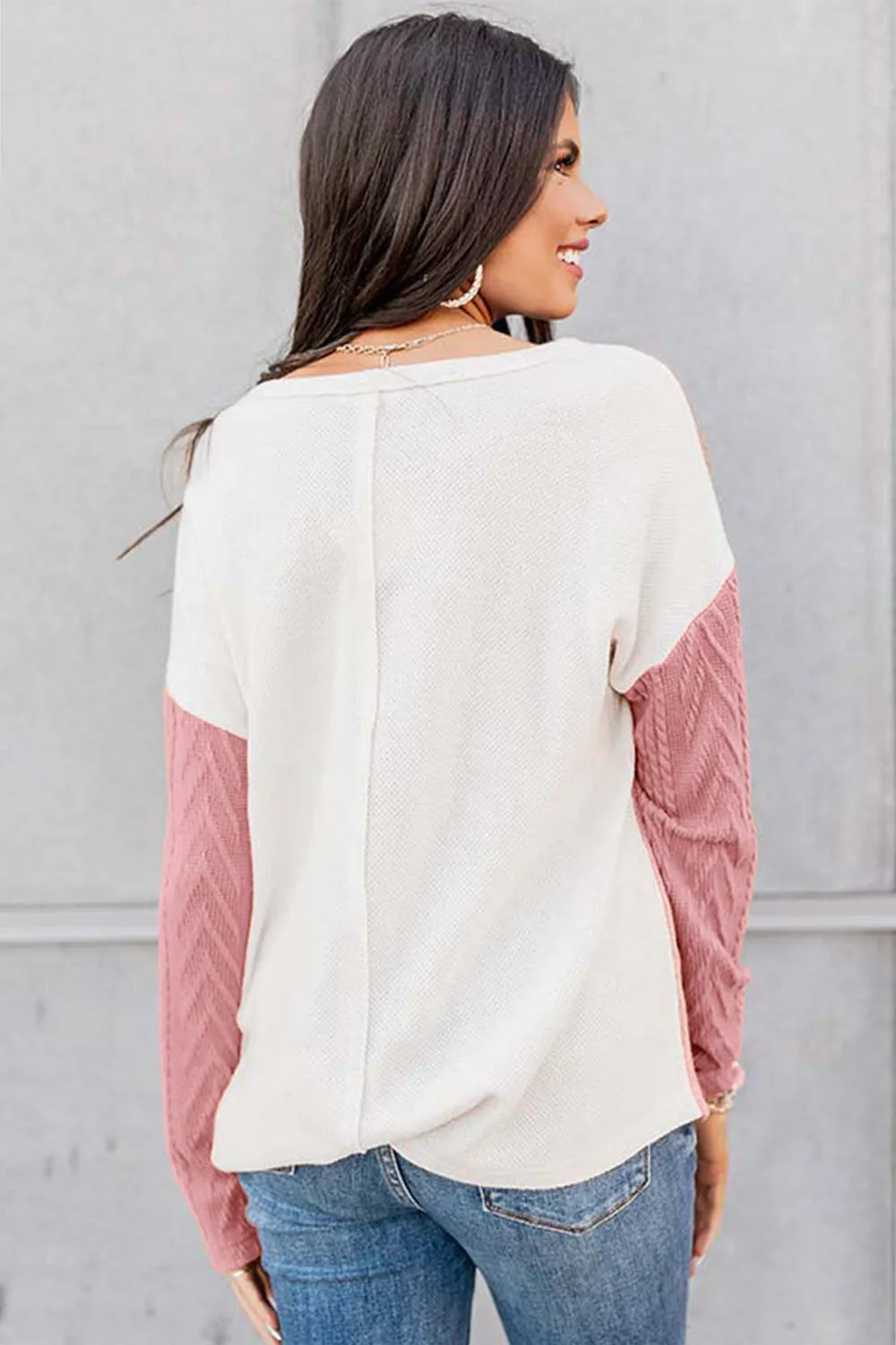 Full Size Color Block Cable-Knit Sweater (3 Colors)
