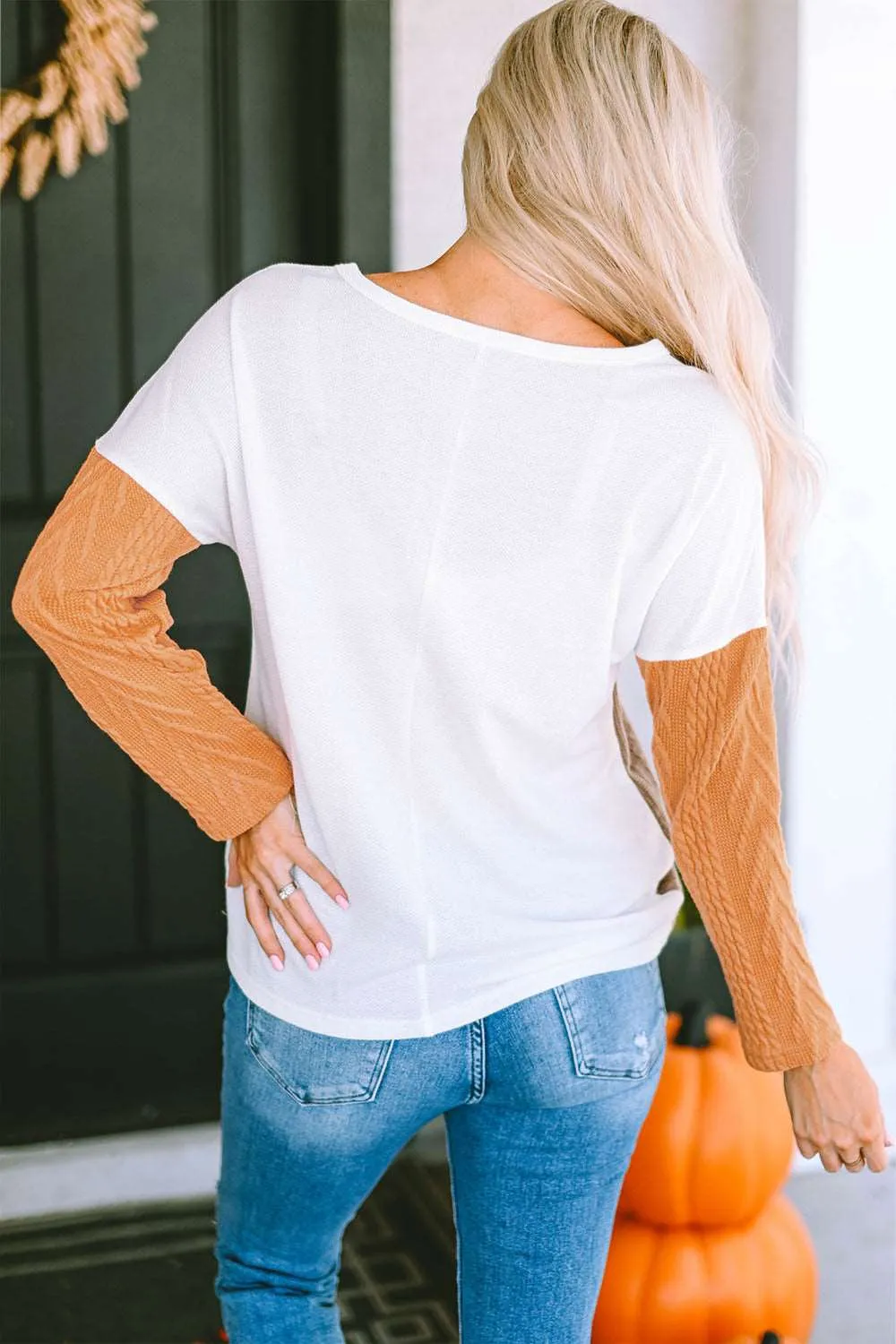 Full Size Color Block Cable-Knit Sweater (3 Colors)