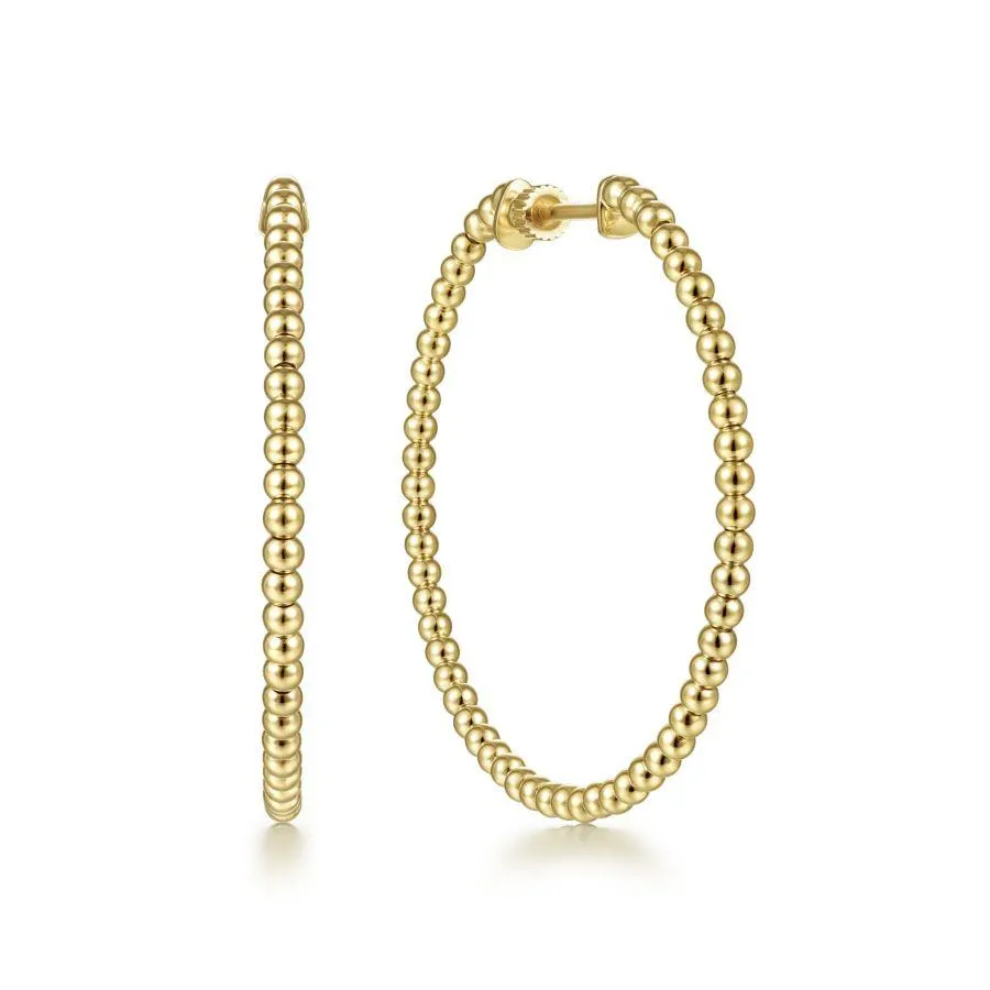 Gabriel & Co. - EG13930Y4JJJ - 14K Yellow Gold 40mm Beaded Round Classic Hoop Earrings