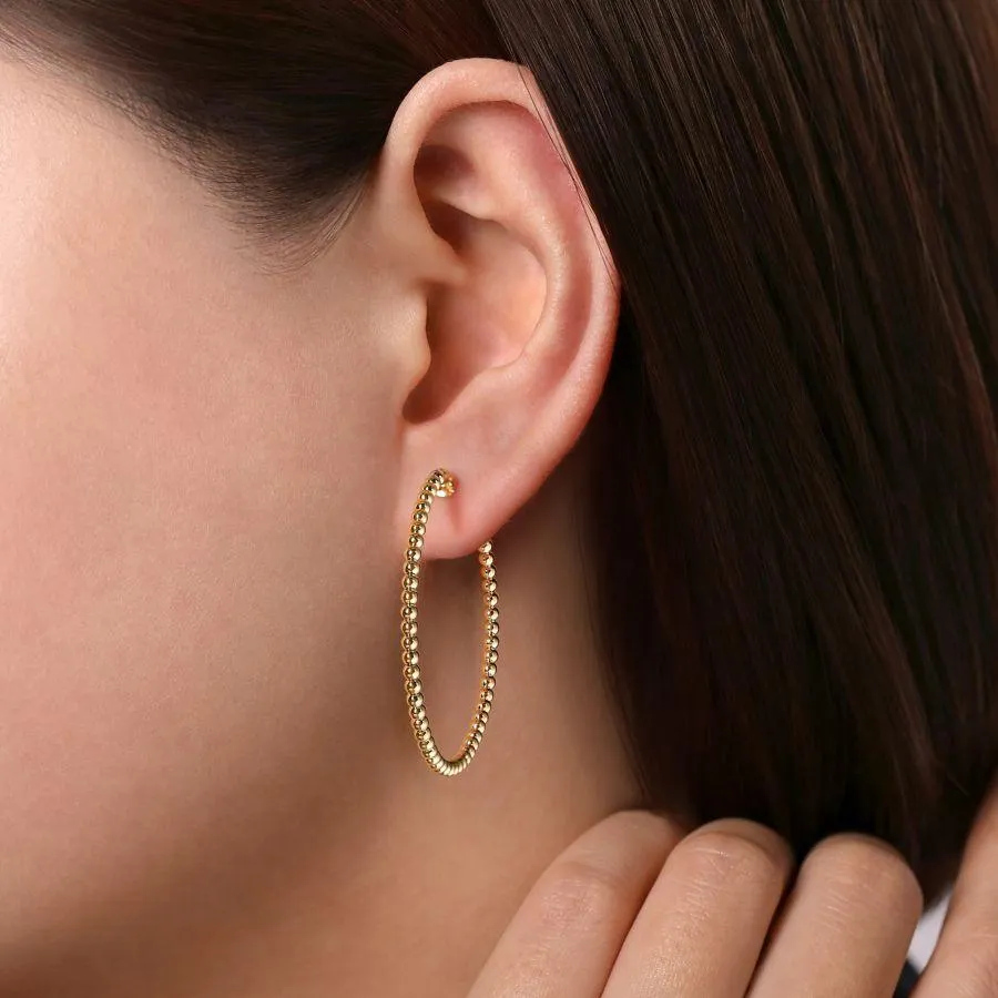 Gabriel & Co. - EG13930Y4JJJ - 14K Yellow Gold 40mm Beaded Round Classic Hoop Earrings