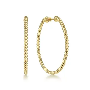 Gabriel & Co. - EG13930Y4JJJ - 14K Yellow Gold 40mm Beaded Round Classic Hoop Earrings