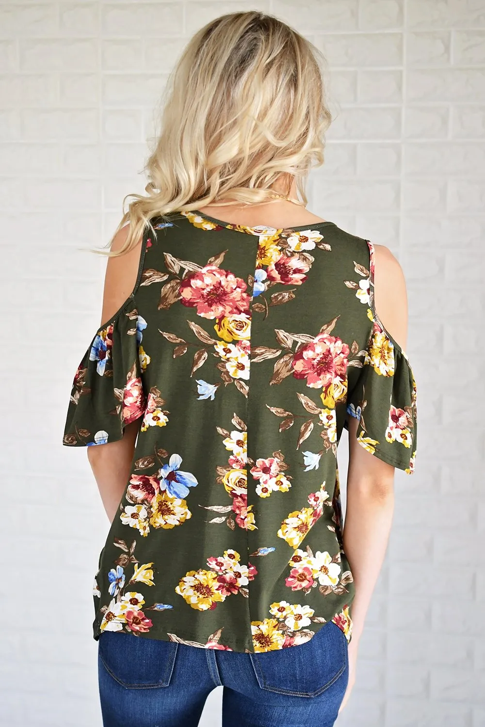 Garden Floral Cold Shoulder Top