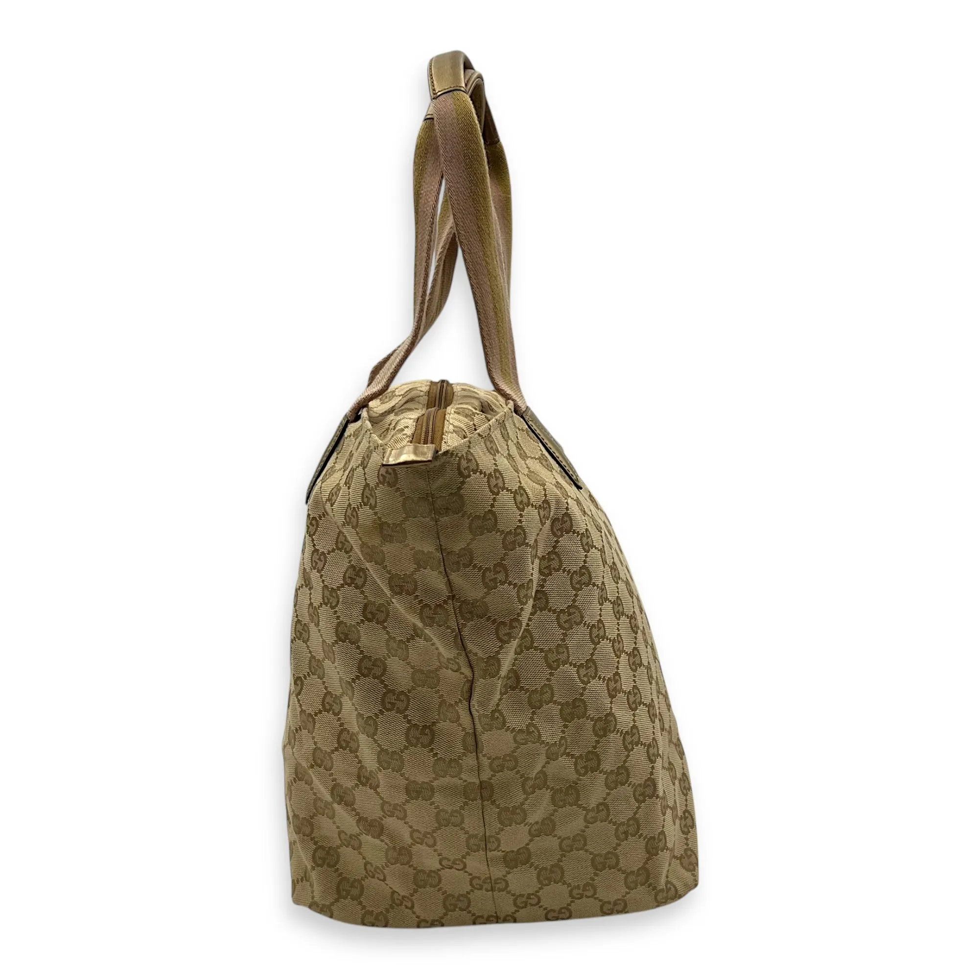 GG Beige Tote Bag in Canvas, Mixed hardware