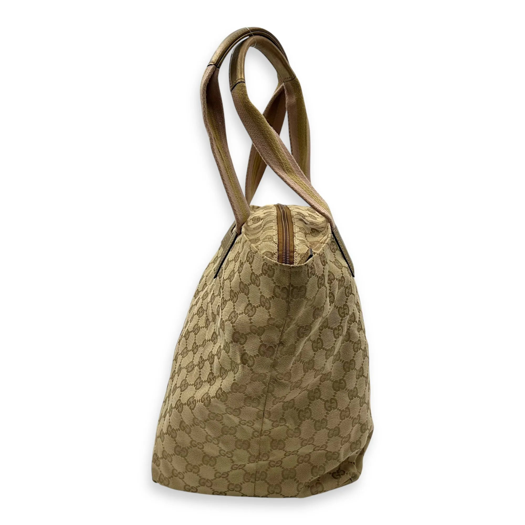 GG Beige Tote Bag in Canvas, Mixed hardware
