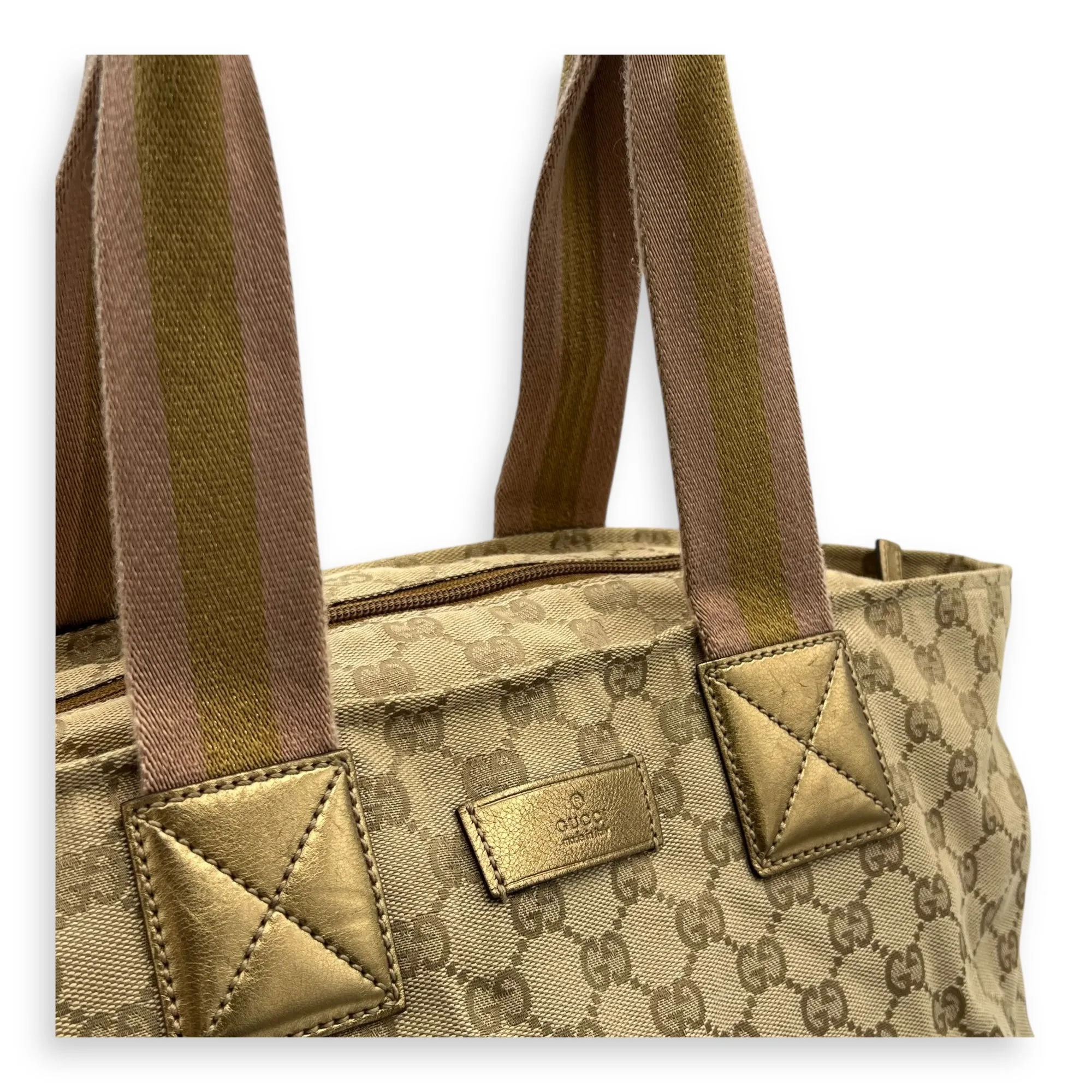 GG Beige Tote Bag in Canvas, Mixed hardware