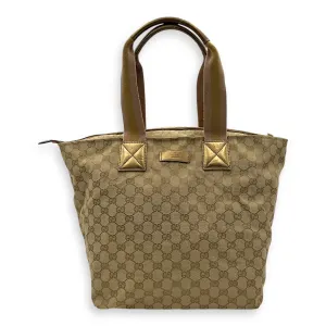 GG Beige Tote Bag in Canvas, Mixed hardware