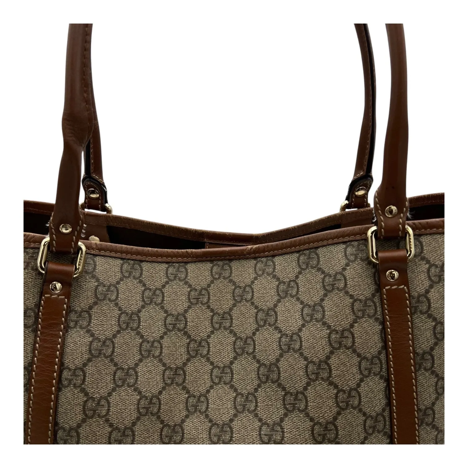 GG Supreme Tote Bag Brown in Coated Canvas, Gold hardware
