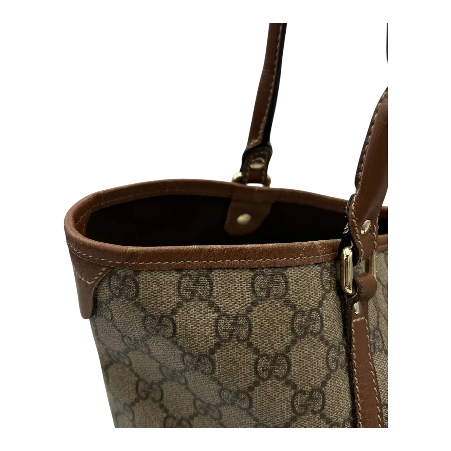 GG Supreme Tote Bag Brown in Coated Canvas, Gold hardware