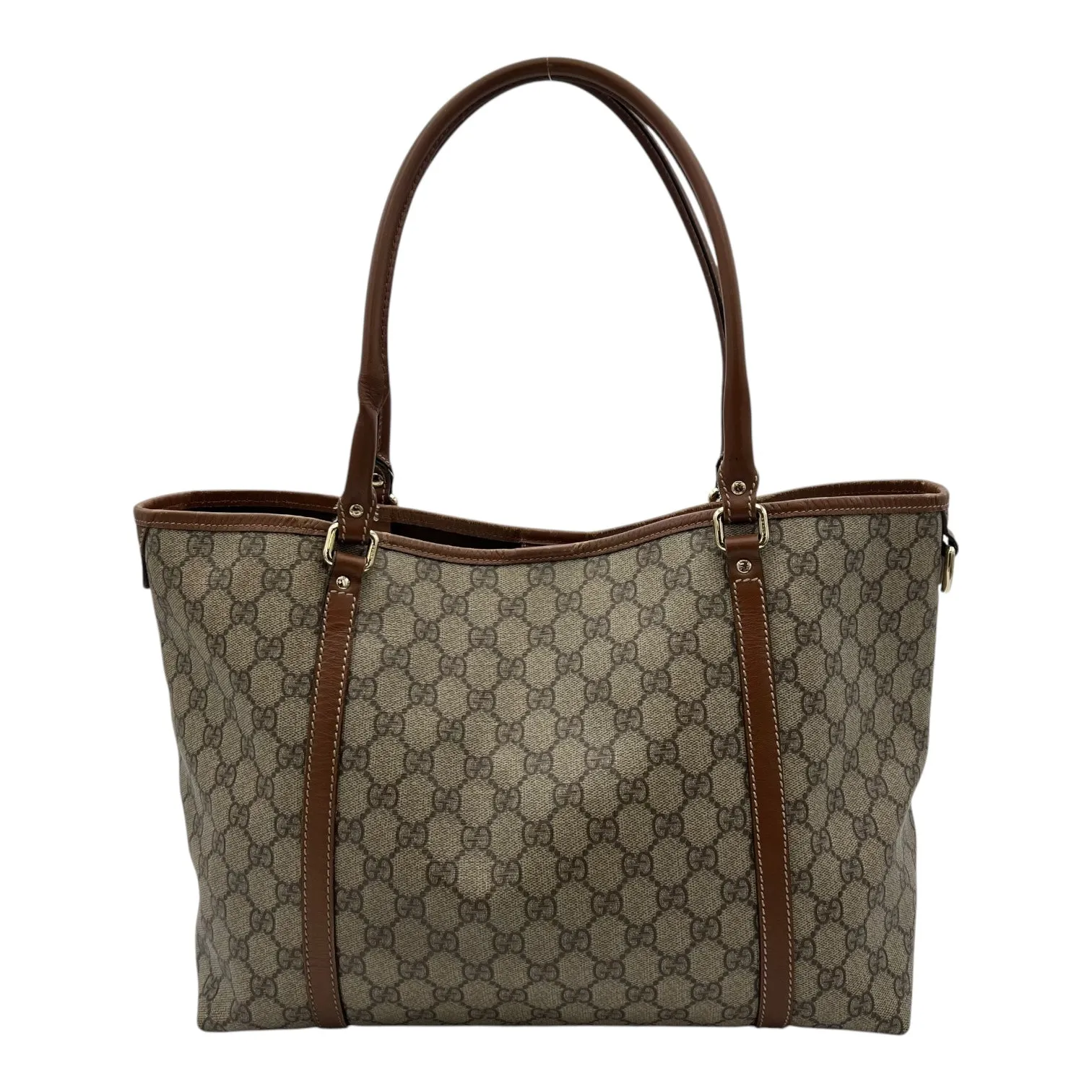GG Supreme Tote Bag Brown in Coated Canvas, Gold hardware