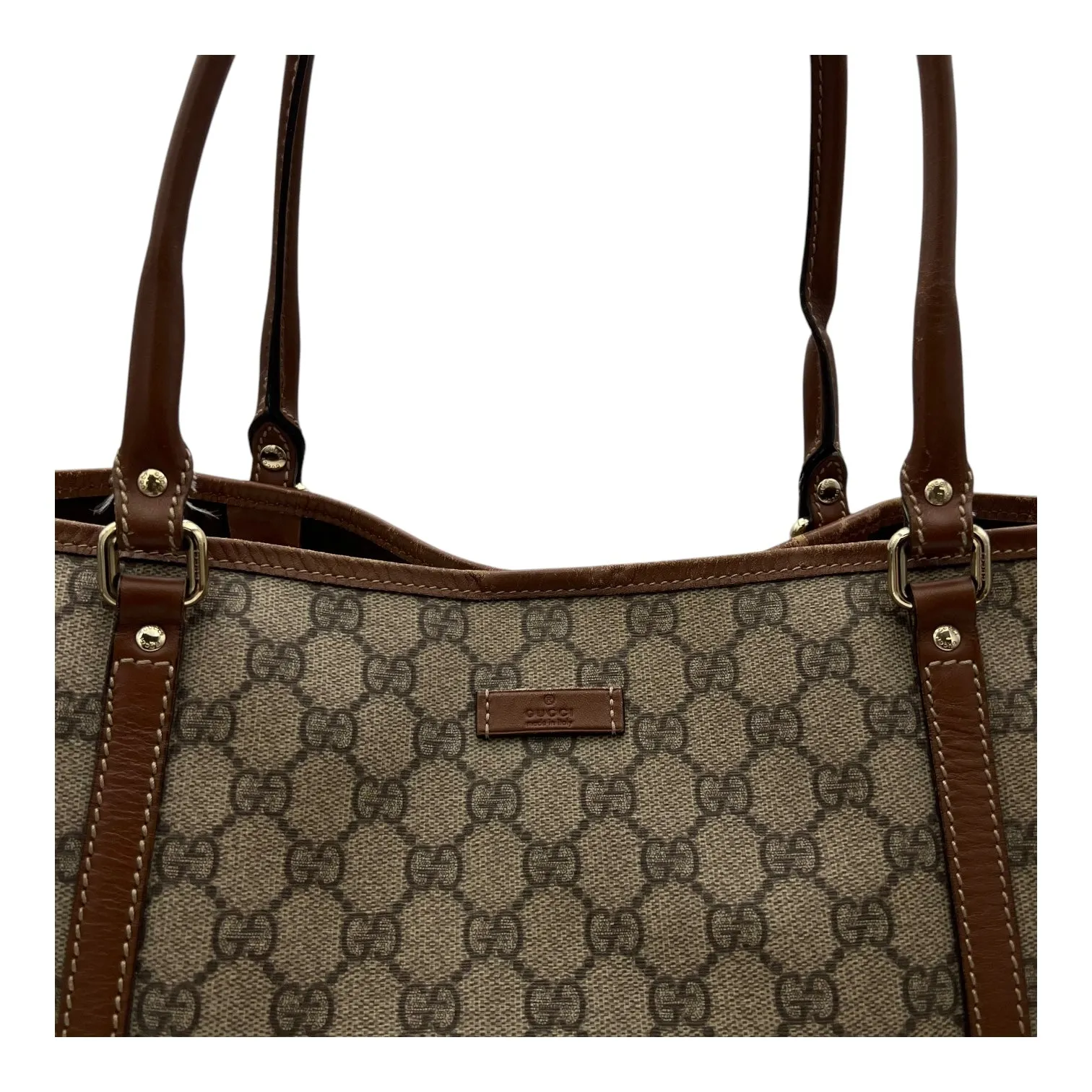 GG Supreme Tote Bag Brown in Coated Canvas, Gold hardware