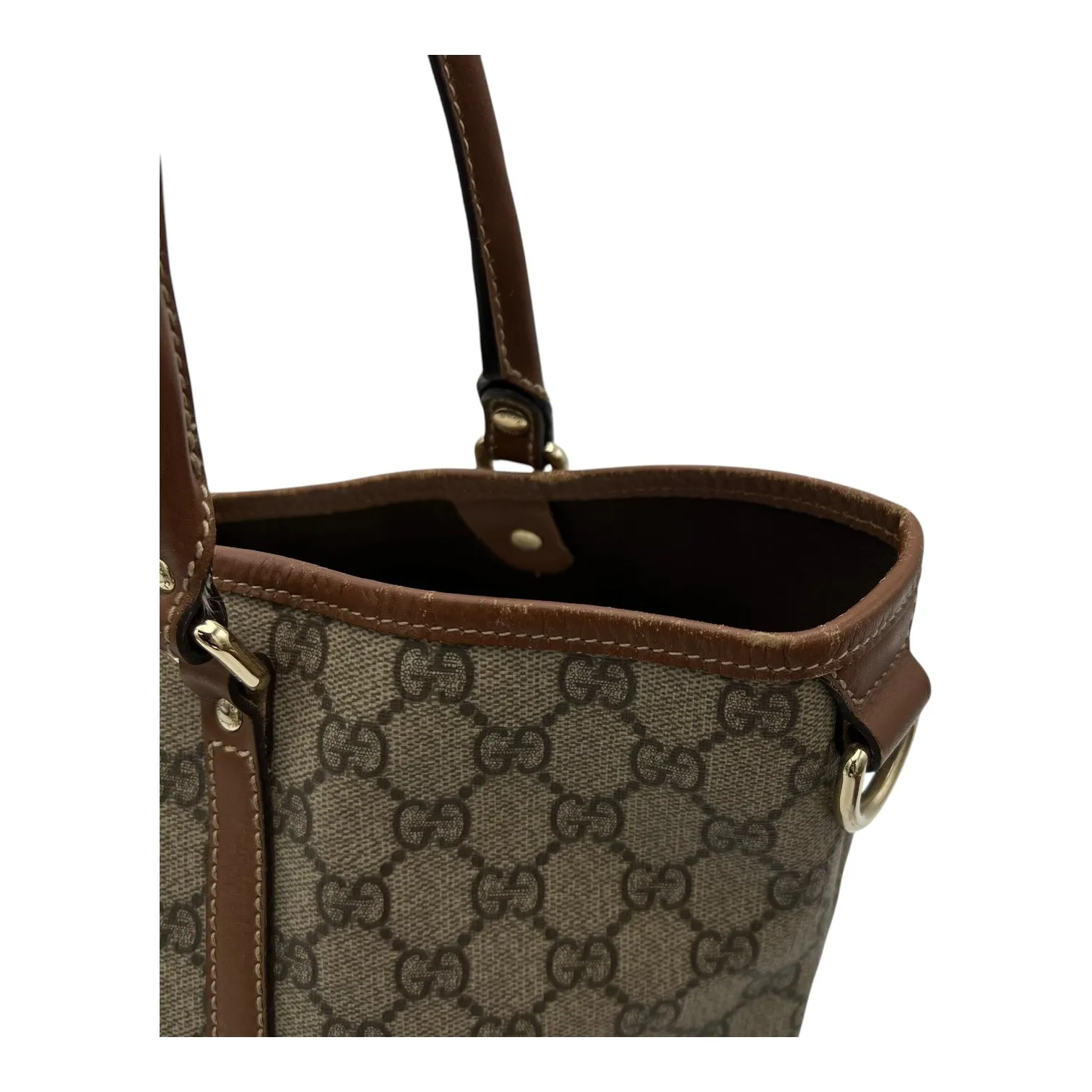 GG Supreme Tote Bag Brown in Coated Canvas, Gold hardware