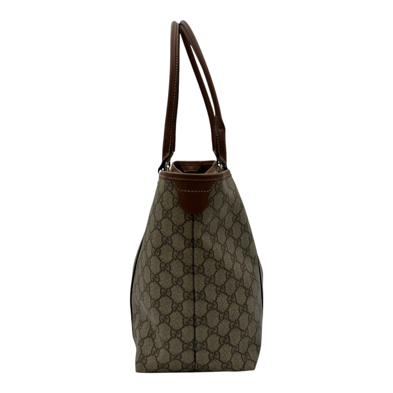 GG Supreme Tote Bag Brown in Coated Canvas, Gold hardware
