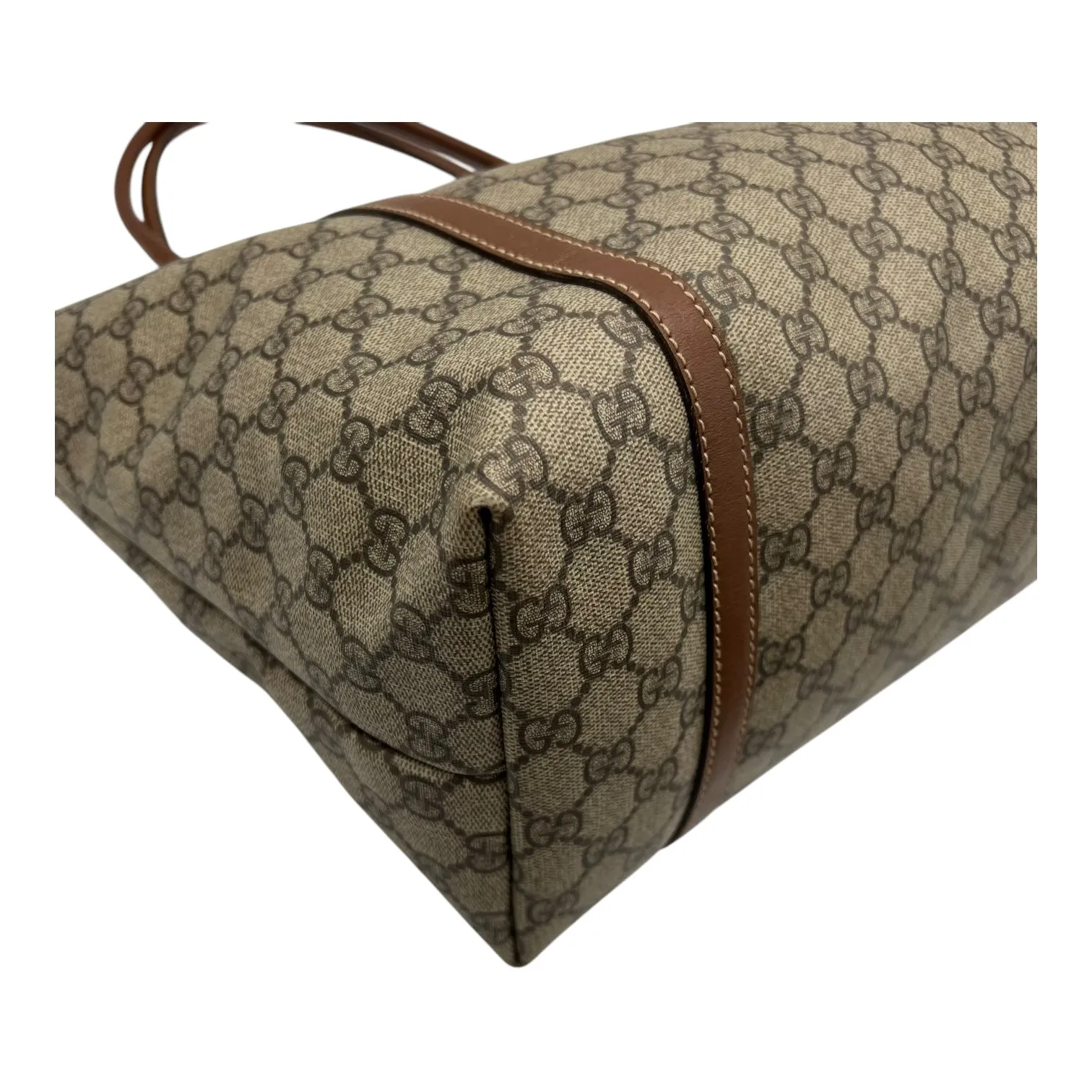 GG Supreme Tote Bag Brown in Coated Canvas, Gold hardware