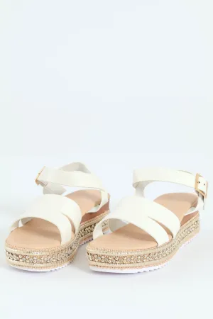 Girls Espadrille Platform Sandal - White