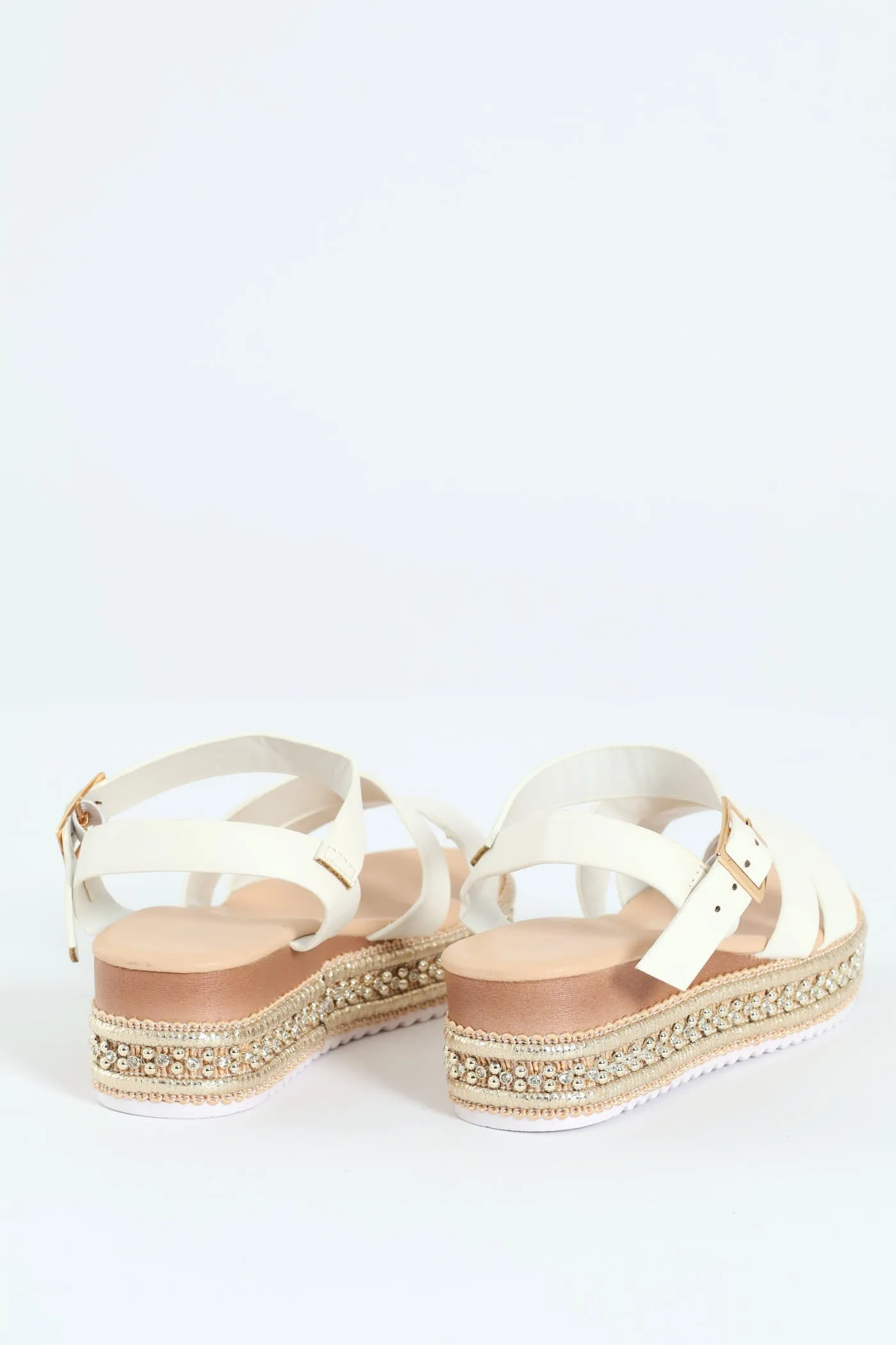 Girls Espadrille Platform Sandal - White
