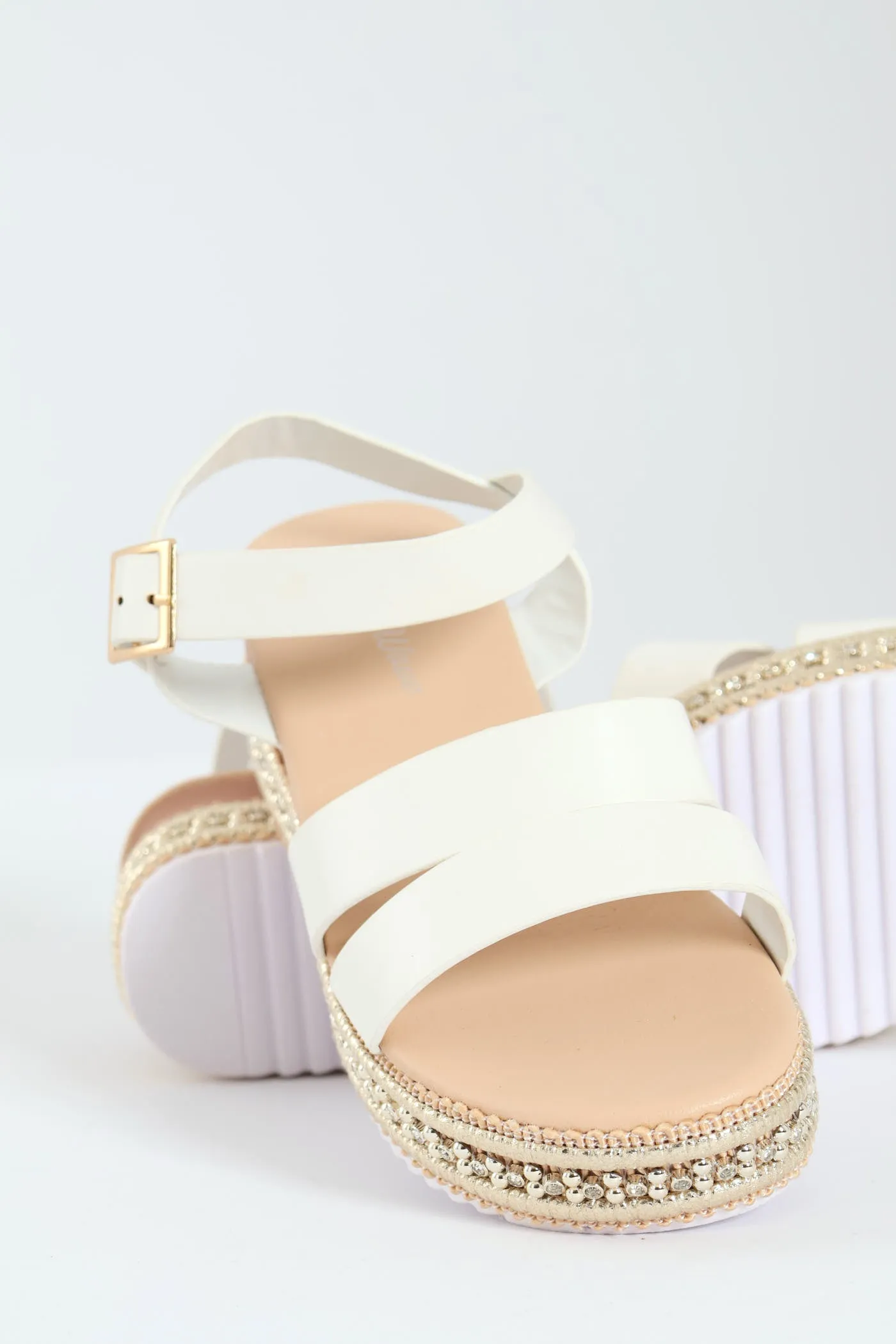 Girls Espadrille Platform Sandal - White