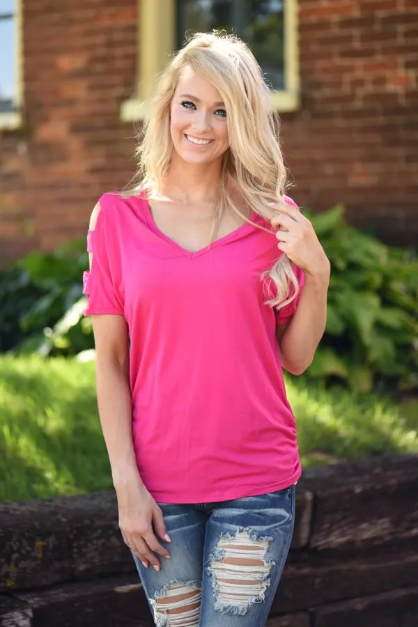 Give'm The Cold Shoulder ~ Hot Pink