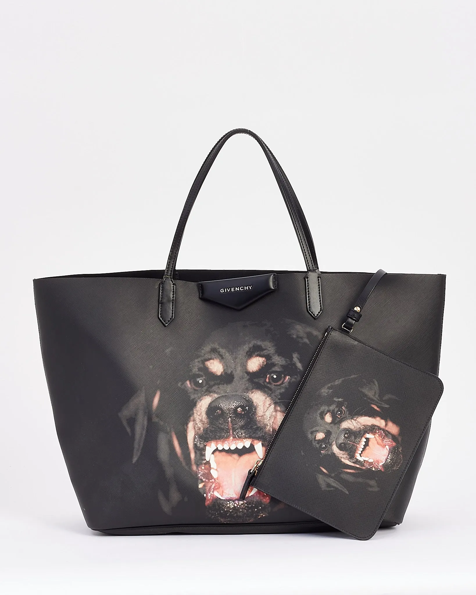 Givenchy Black Coated Canvas Rottweiler Large Tote Bag