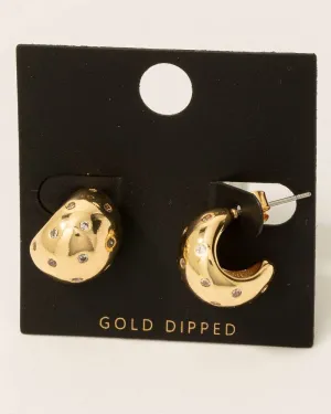 Gold Dipped Mini Cz Studs Rounded Hoop Earrings