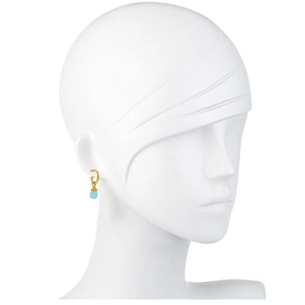 Gold Hoop with Aqua Quartz