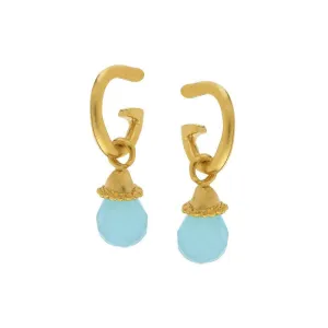 Gold Hoop with Aqua Quartz