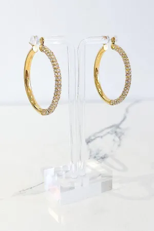 Gold Rhinestone Hoop Earrings