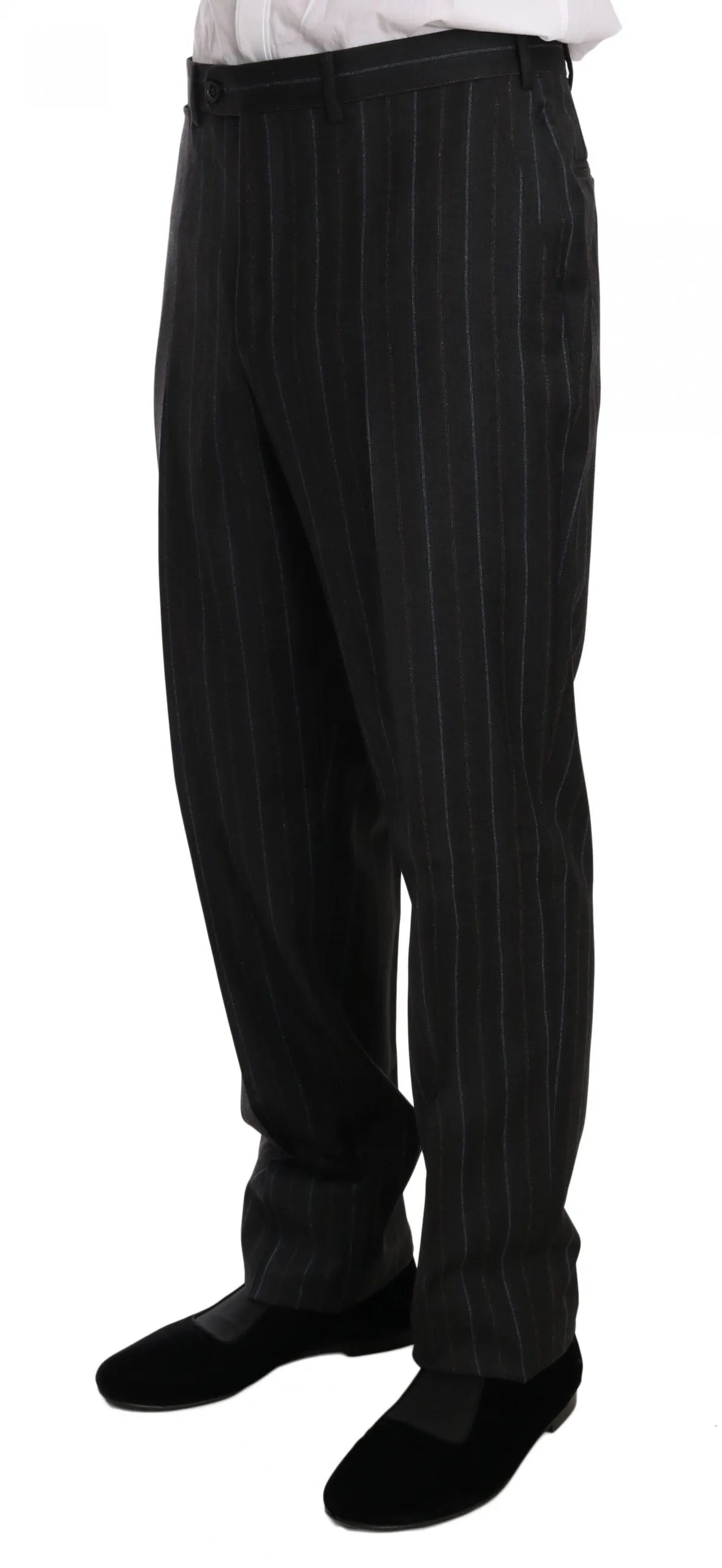 Gray Stripe Two Piece 3 Button Wool Suit
