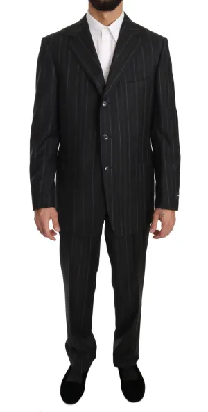 Gray Stripe Two Piece 3 Button Wool Suit