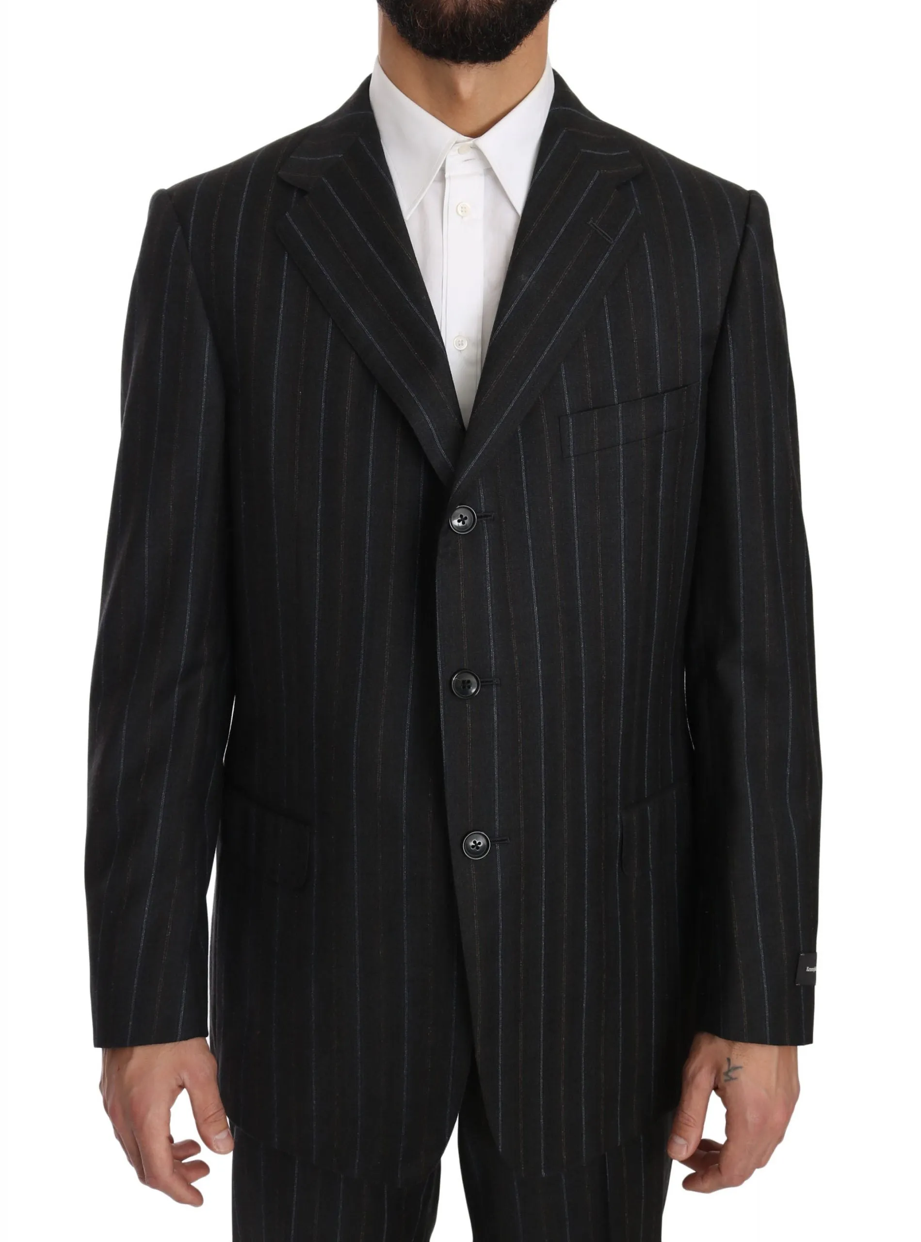 Gray Stripe Two Piece 3 Button Wool Suit