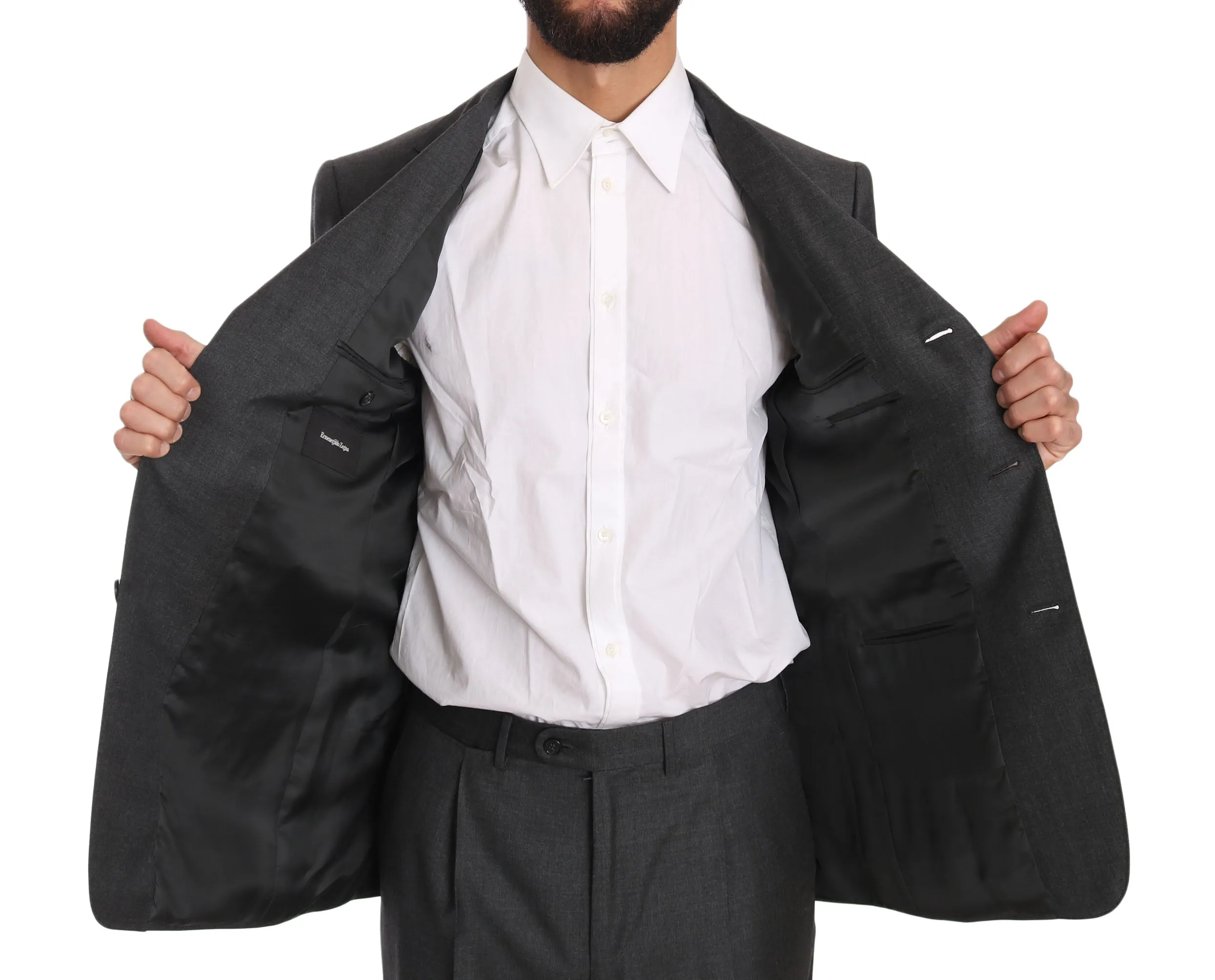 Gray two Piece 3 Button Wool suit