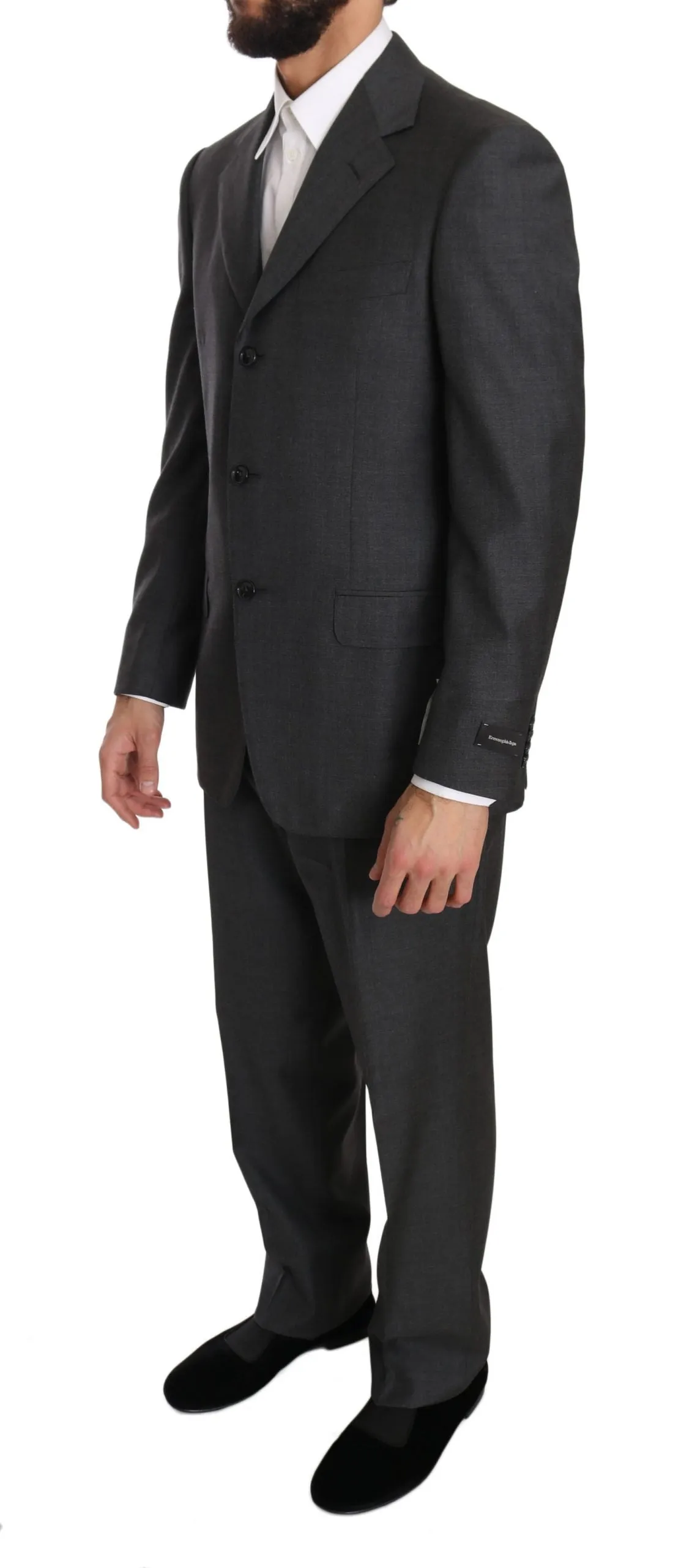 Gray two Piece 3 Button Wool suit