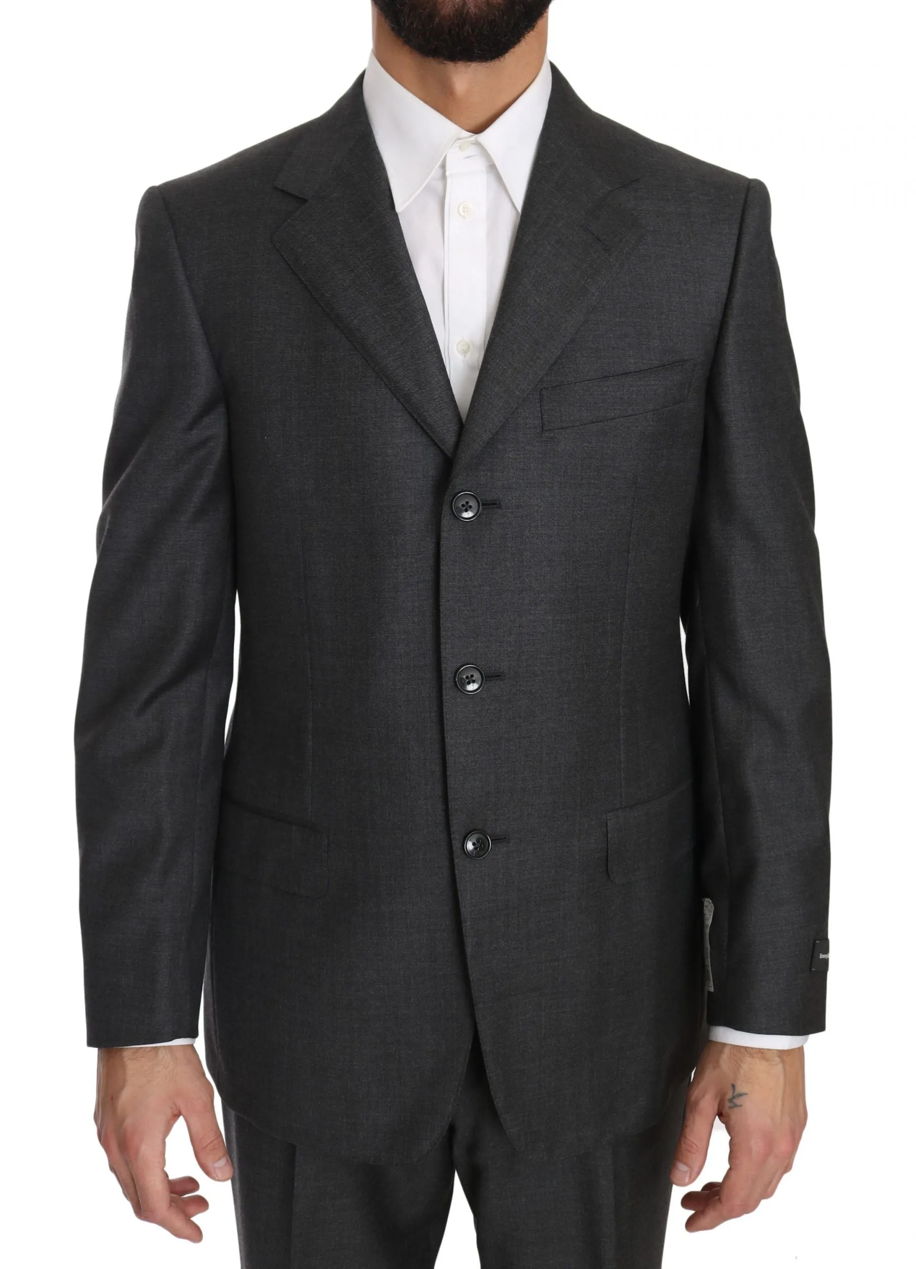 Gray two Piece 3 Button Wool suit