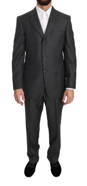 Gray two Piece 3 Button Wool suit